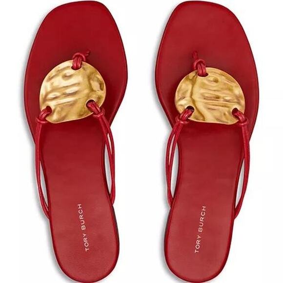 Red and Gold Patos Sandals - Picture 1 of 5